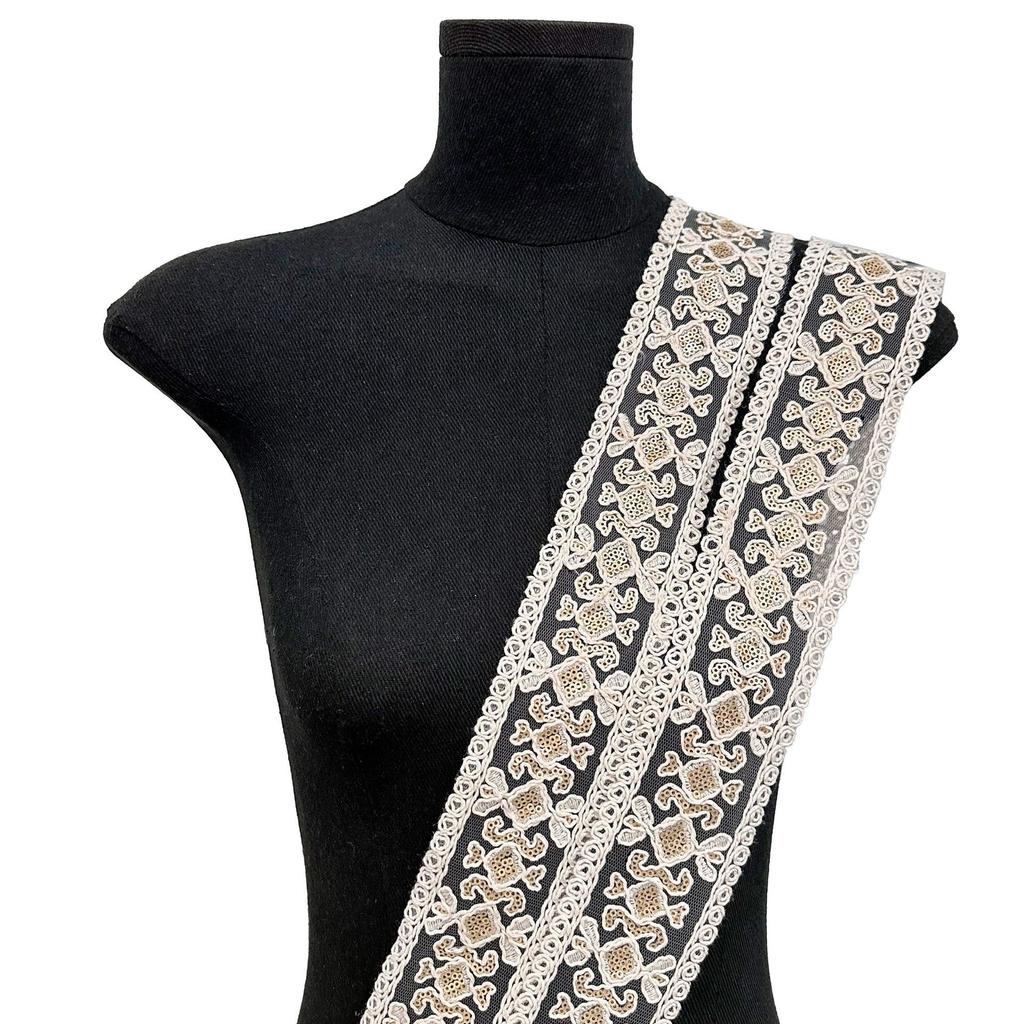 6.5Cm Hollow Sequins Embroidered Webbing Diy Clothing Accessories, Hats And Cuffs, Decorative Ethnic Lace