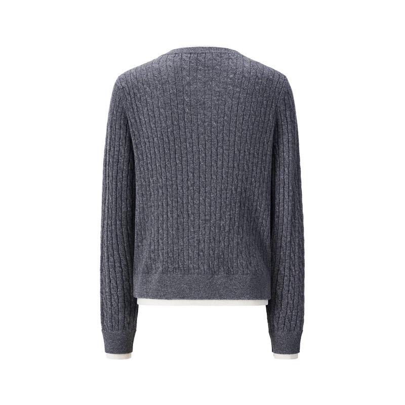 Giovanni Valentino Women's 100% Wool Faux Two-Piece Knit Cardigan