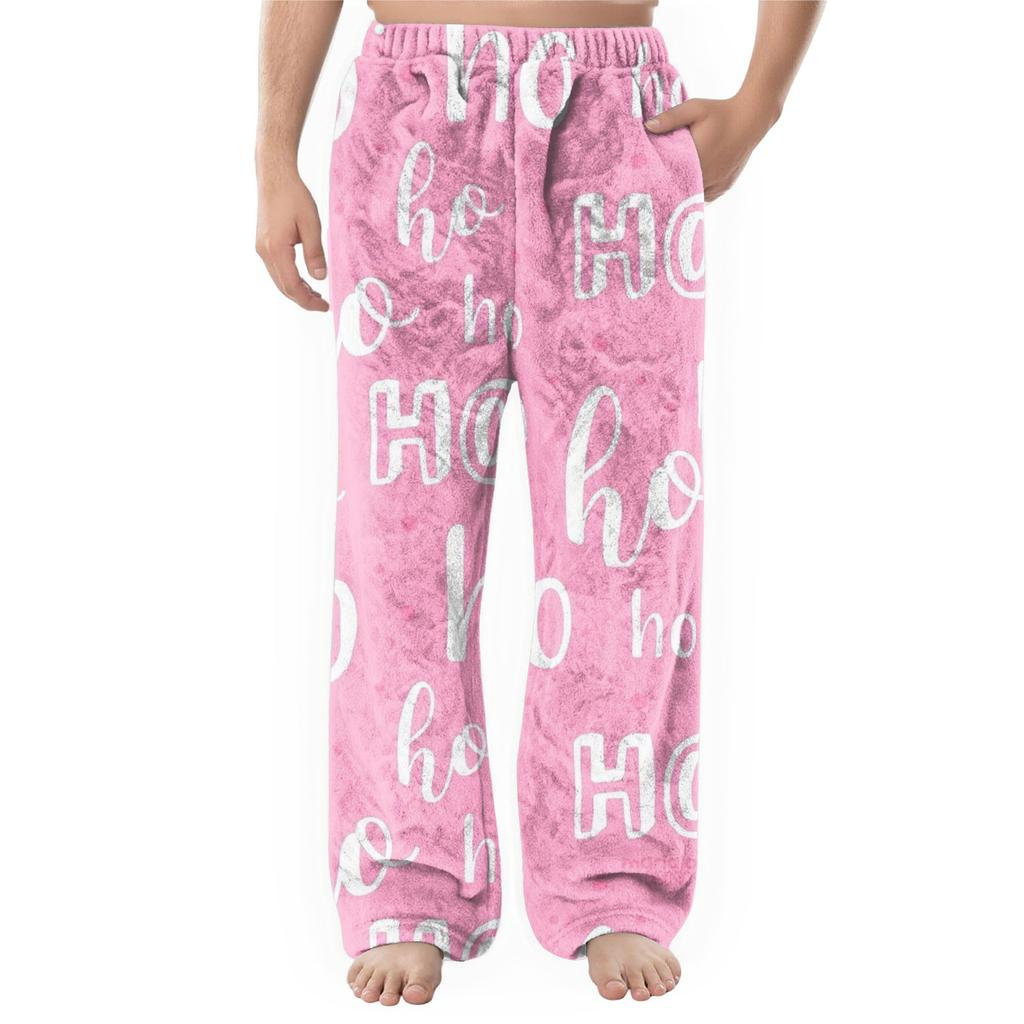 Men's Flannel Pocket Casual Pants, Printed Pocket Casual Pants, Home Sleeping Pants