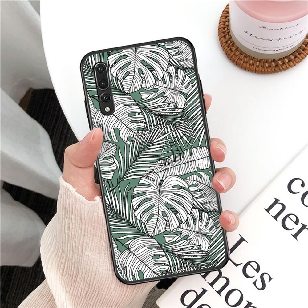 Monstera Green Leaves Phone Case For Huawei P 8 9 10 20 30 40 50 Pro Lite Psmart Honor 10 Lite 70 Mate 20lite