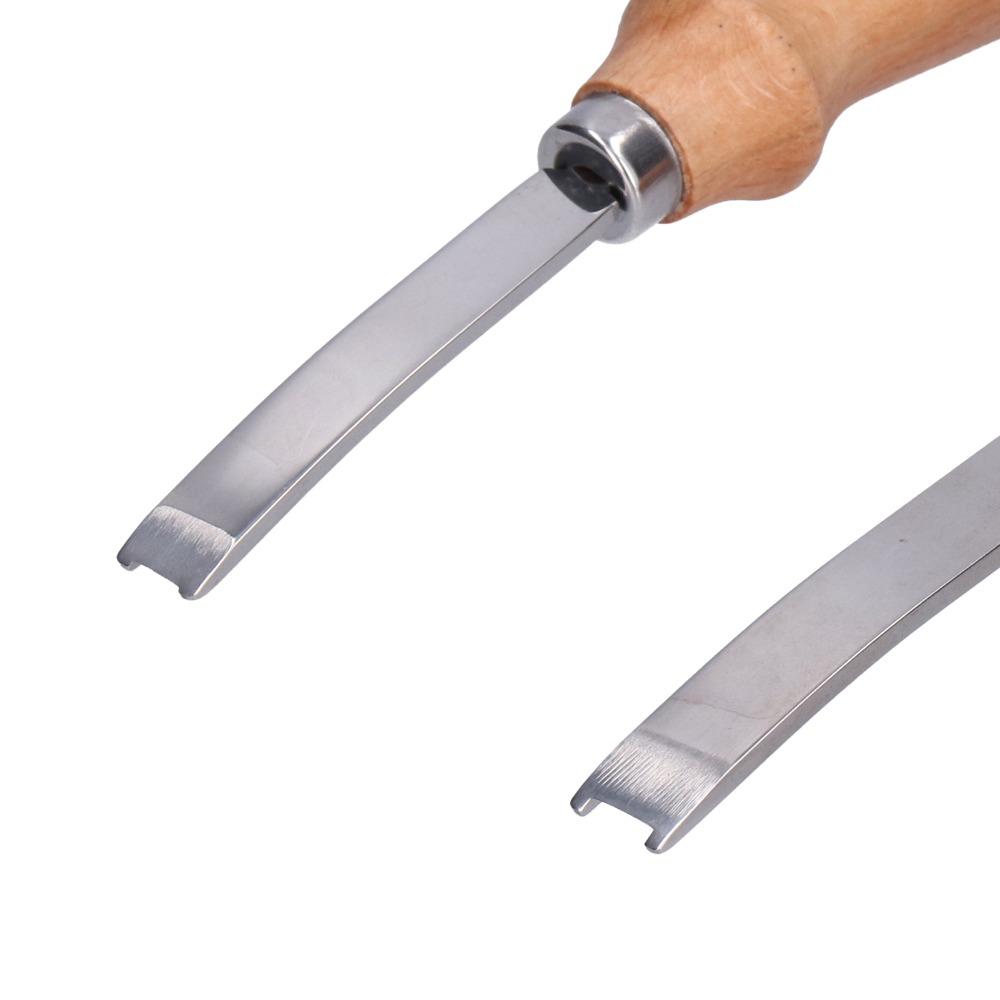 3pcs Wooden Handle Edge Skiving Tool Three Sizes (4mm/6mm/8mm) Leathercraft Trimmer DIY Leatherwork