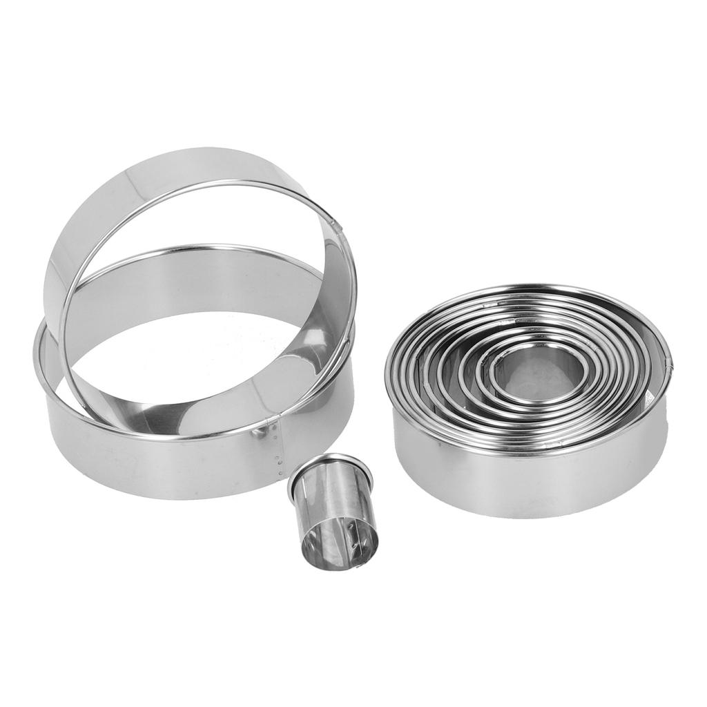 12PCS Set Stainless Steel Mousse Ring Round Cake Mold Fondant Cookies Cutting Mold Baking Tool