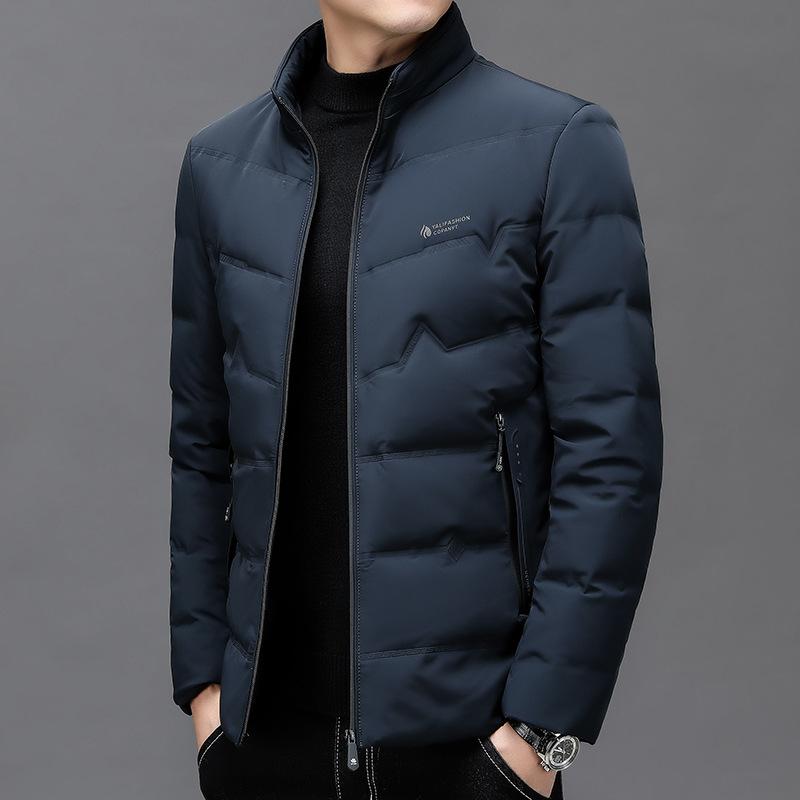 Зимняя куртка-пуховик с воротником-стойкой для мужчин, простая, модная и стильная теплая куртка, высококачественная повседневная куртка-пуховик для молодежи и людей среднего возраста