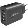 LogiLink Зарядное устройство USB 15 Вт 1x USB-C®, 3x USB-A черное внутреннее