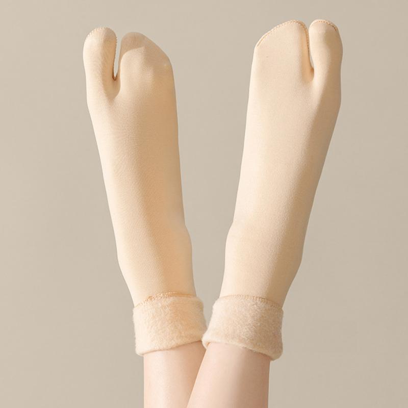 Женские плюшевые и утолщенные носки с раздельным пальцем, двухпалые носки, носки средней длины, хлопковые носки с влагоотводящим эффектом, длинные носки
