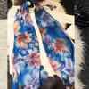 [BYSIFA] Blue 100% Silk Scarf Shawl New Floral Design Long Scarves Women Summer Utralong Beach Shawl Winter Scarves 180*110cm