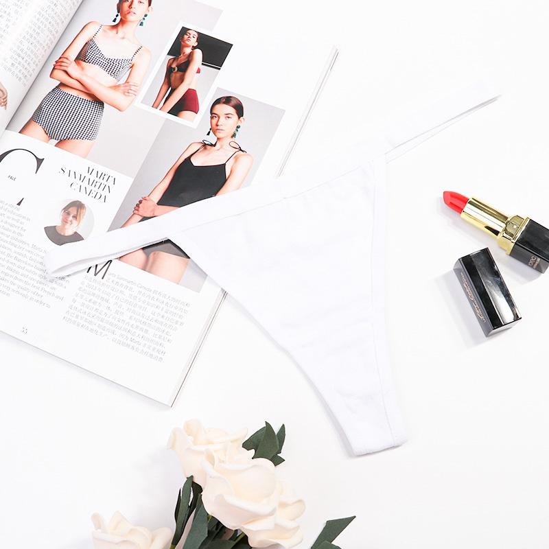 Women Cotton Thin Belt Thong Low Waist Sexy Panties Bikini Cotton Solid Color Women Underwear