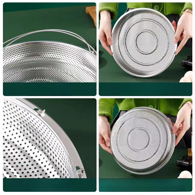 Dualswish Многофункциональная пароварка из нержавеющей стали для дома, многофункциональная дренажная корзина с ручкой, пароварка с мелкой сеткой MIT
