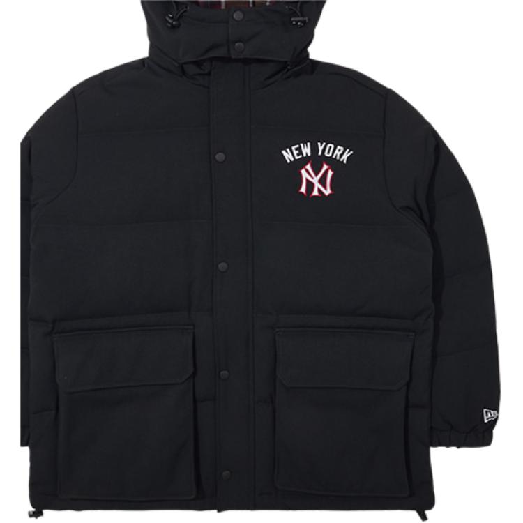 New Era FW23 Винтажный Колледжный Стиль MLB Нью-Йорк Янкиз Однобортная Съемный Капюшон Толстая Свободная Пуховая Куртка Унисекс куртки 13789234