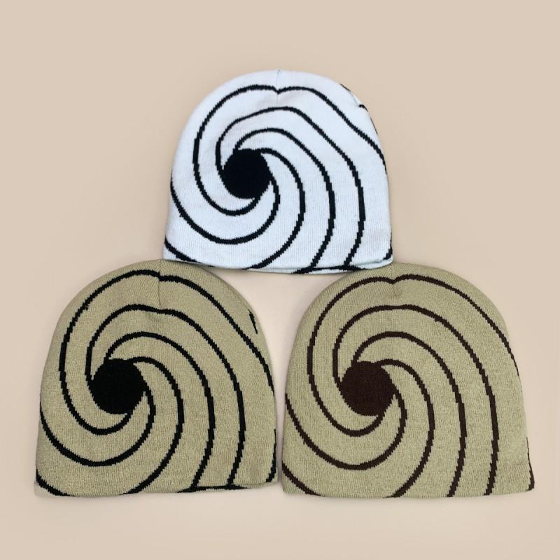 Winter Knit Beanie Men Women Minimalist Swirl Warm Streetwear Hip Hop Hat Unisex