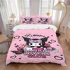 3 шт. Комплект постельного белья с рисунком Kuromi Sanrio Lovers Club, 1* Пододеяльник + 2* Наволочки, Печатный Комплект постельного белья, Мягкий и Удобный. S051
