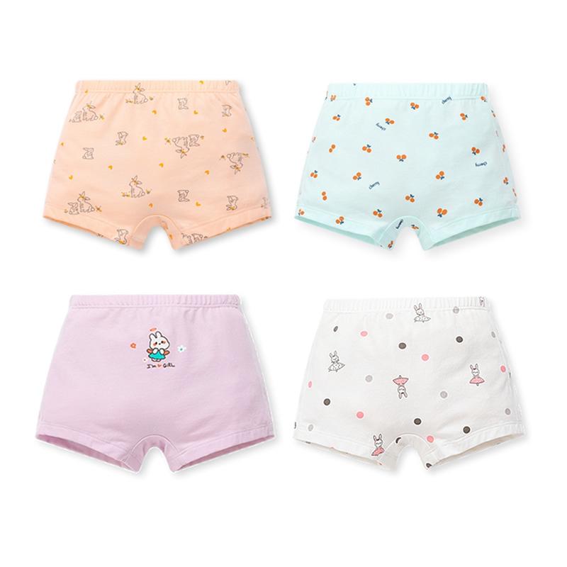 Children Girls' Underwear 4pcs Printed Panties