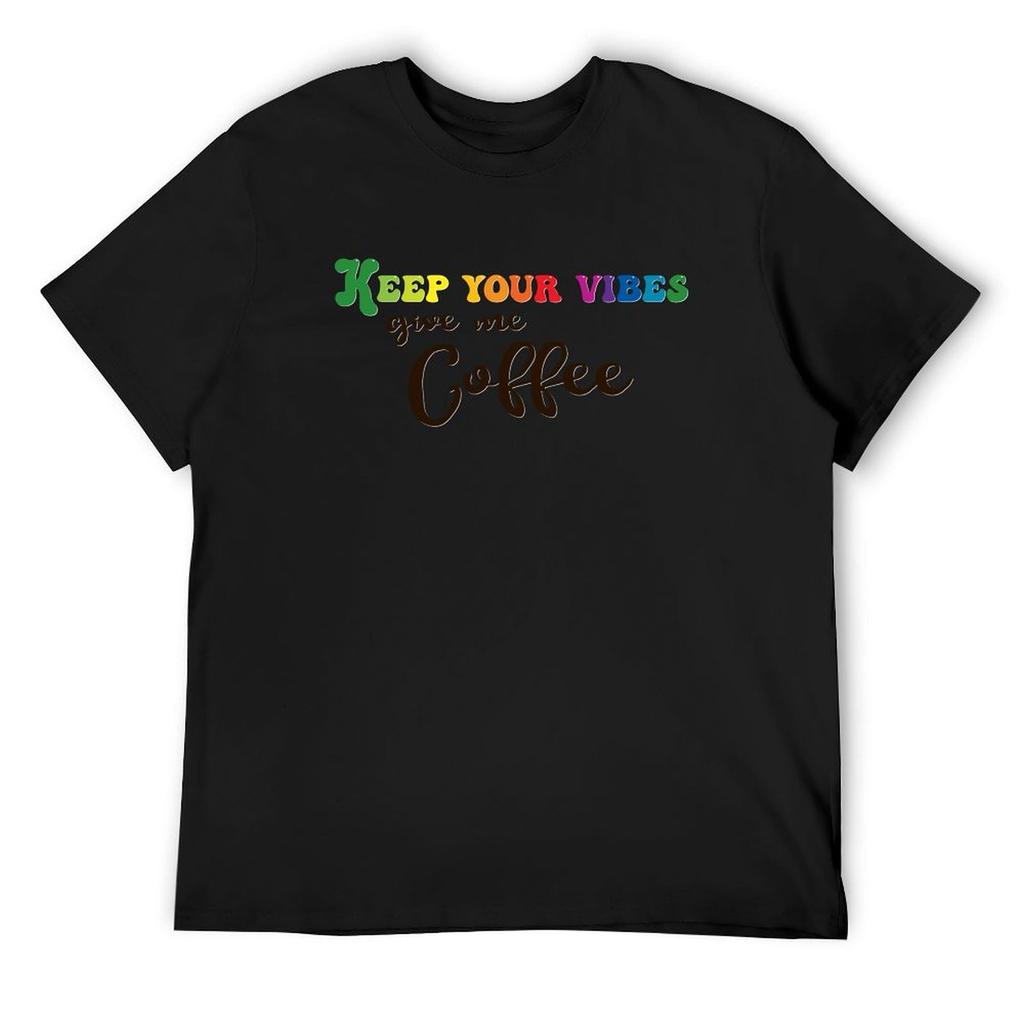 Give Me Coffee - Rainbow T-Shirt Sweat Oversized Graphic Tee Anime Stuff Short Sleeve Tee Men