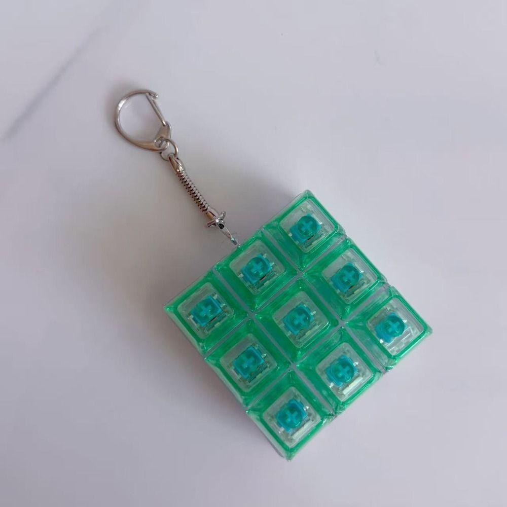Clear Clicker Decompression Fidget Keychain Colorful Keycap Button Finger Clicker Toys Boys Girls