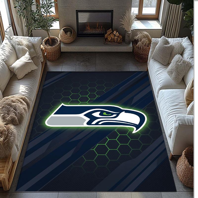 Seattle Seahawks Crystal Velvet Carpet Soft Anti?Slip Floor Mat Comfortable Home Living Room Bedroom Decor Rug