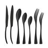 Набор столовых приборов, набор посуды, черный нож для стейка, нержавеющая сталь, кухонное зеркало для десерта, ложка, столовые приборы, вилка, столовая посуда, серебро