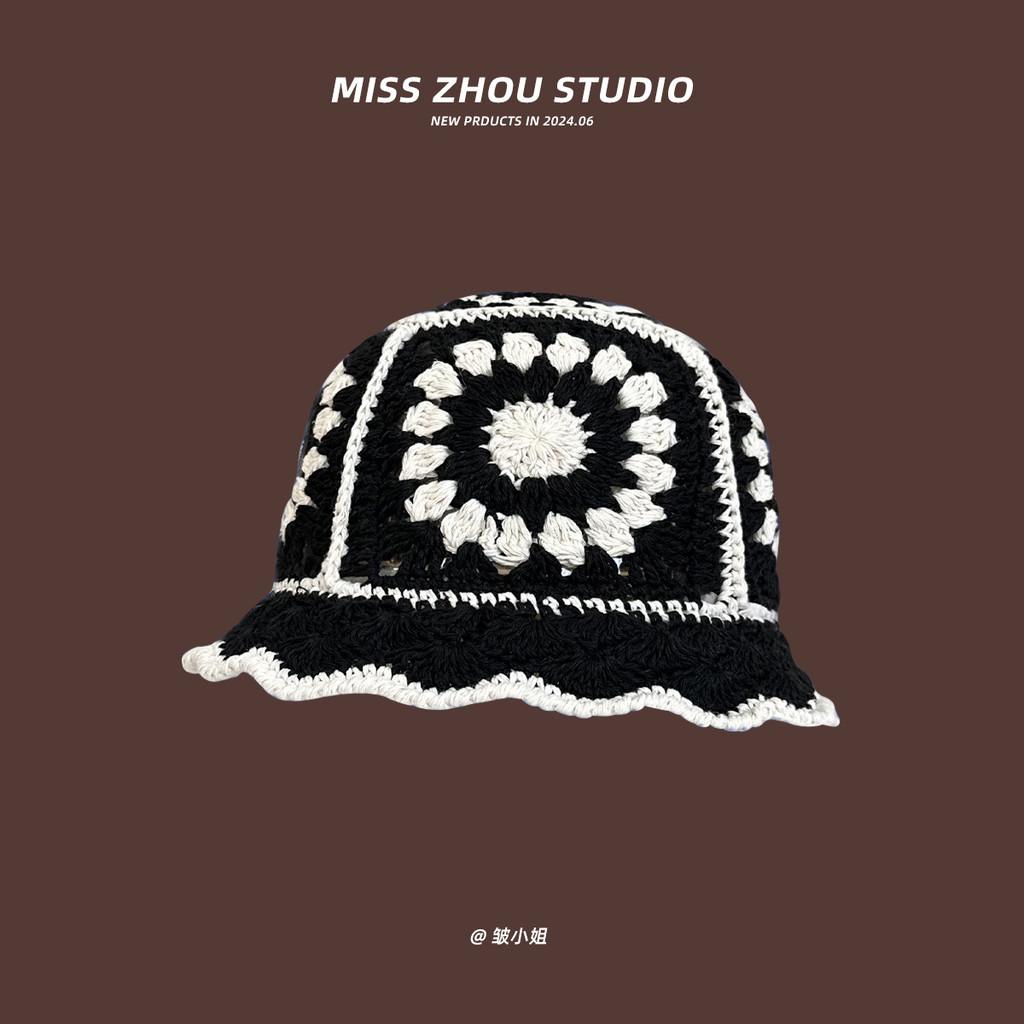 Винтажная очаровательная вязаная панама с цветочным узором для женщин, идеально подходящая для уютных осенних и зимних дней