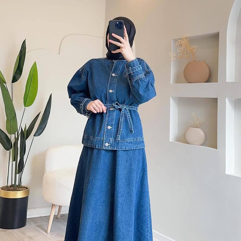 2024 Autumn European & American Women's Retro Denim Jacket and Skirt Set