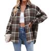Женская модная широкая клетчатая куртка-рубашка на пуговицах с длинными рукавами