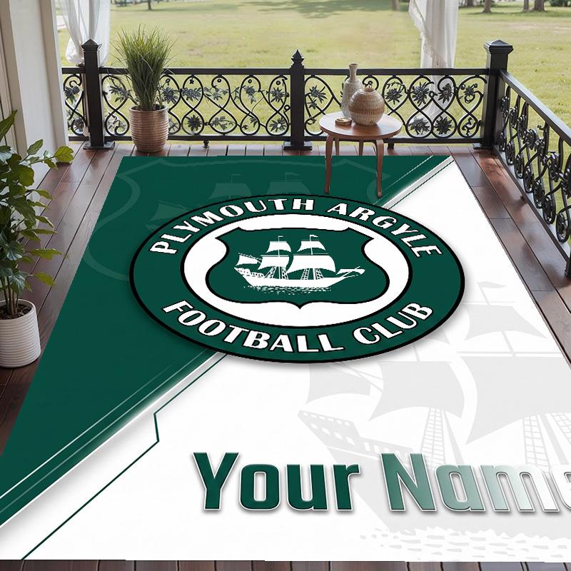 Custom Text Printed Rug Plymouth Argyle FC Non Slip Floor Carpet For Home Room Decor