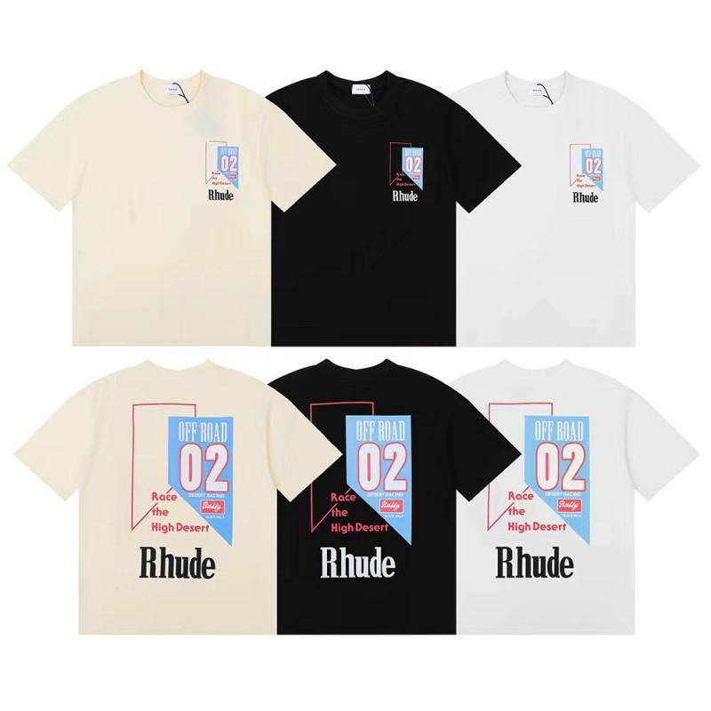 American Streetwear RHUDE Racing Graphic T-Shirt Loose Fit Couples