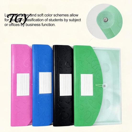 Plastic File Pouch Expandable Document Folder with Label Slot, Layered Design Waterproof PP Business Envelope, Secure Rope Closure Organizer