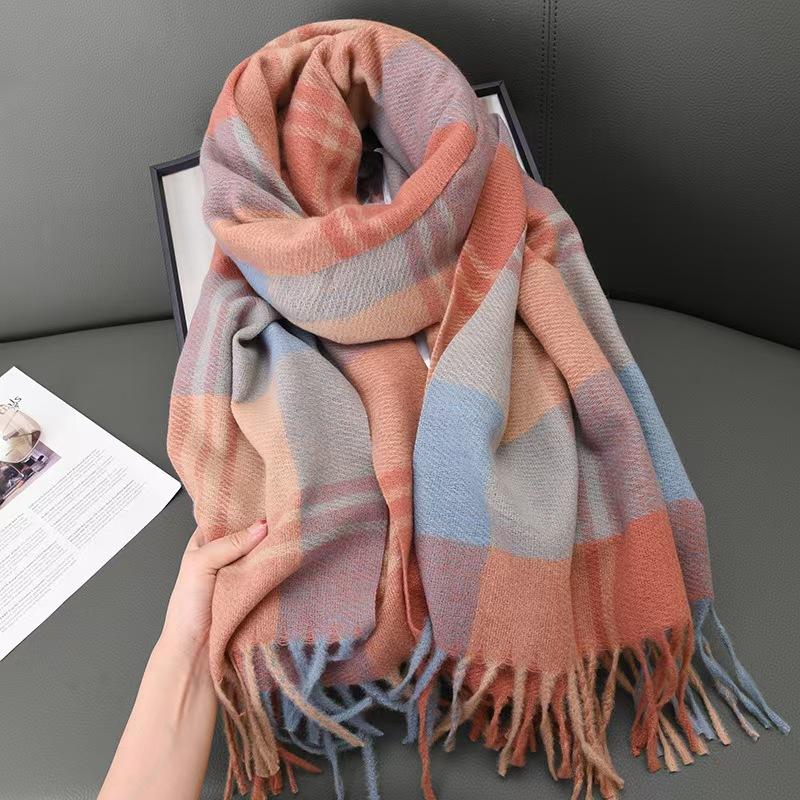 Winter Luxury Classic England Style Women Scarf Fashion Stripe Plaid Scarves Tassel Shawls Pashmina Lady Wrap Hijab