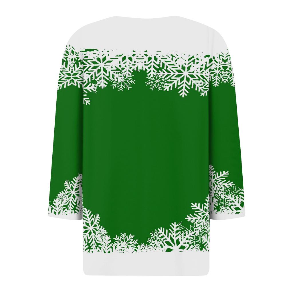 Жен. Футболка Футболка С принтом Пуговицы Рукав 3/4 Повседневные Выходные Мода Классический Классический V-образный вырез Обычный Верх