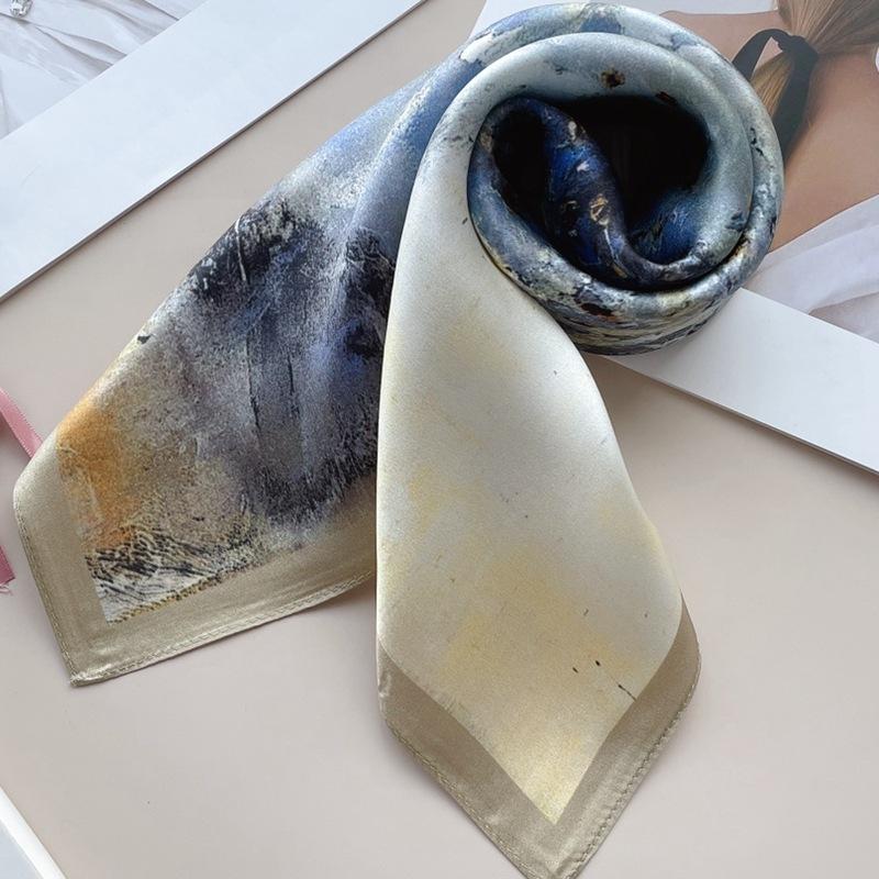 Romantic Dance Silk 70Cm Square Scarf Elegant Gentle Girl Mulberry Silk Silk Scarf Square Scarf Decorative Tie Scarf