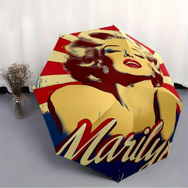 Marilyn Iconic Icon Автоматический зонт-трость с открытием/закрытием   Компактный дорожный зонт, 8 ребер, прочная конструкция, идеальный подарок, 149