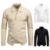Autumn Men'S Solid Color Long Sleeve Shirt European Size Men'S Slant Placket Long Sleeve Shirt Jacket