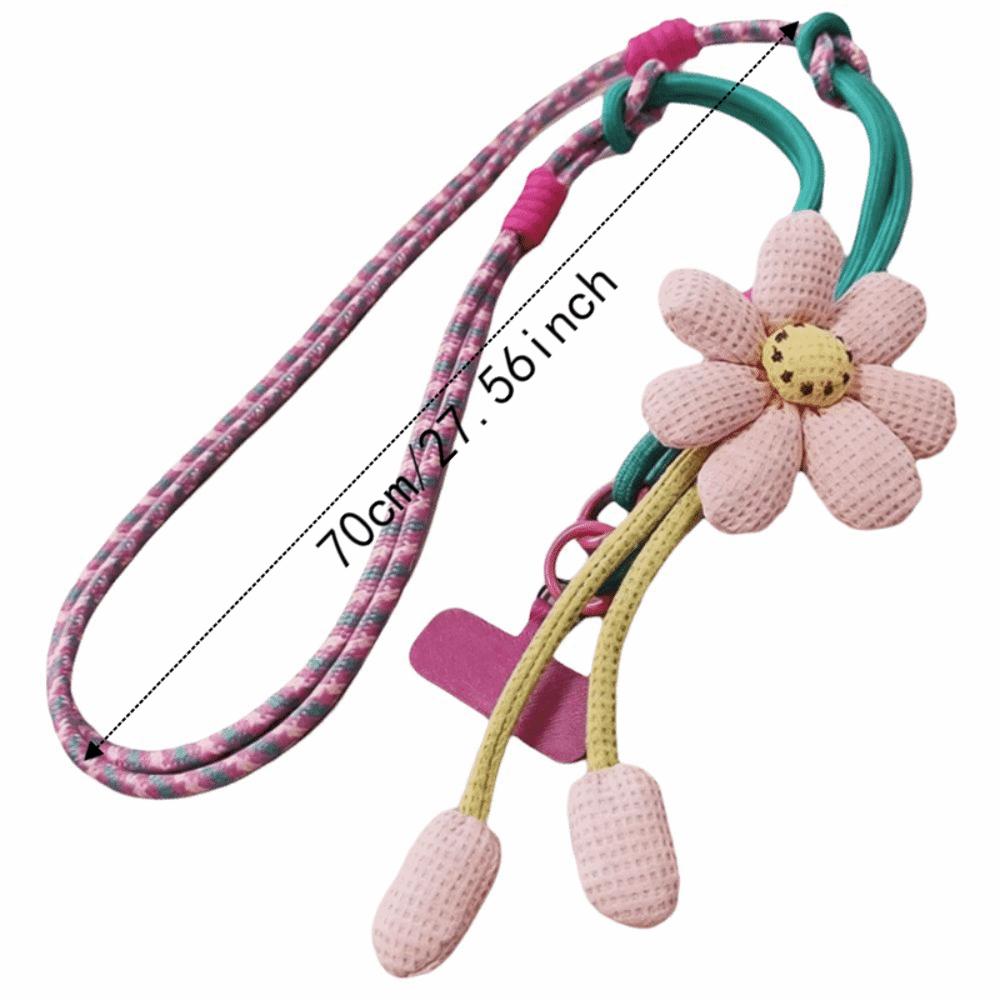 Detachable Phone Woven Chain Crossbody Cell Phone Strap Fashion Flowers Phone Lanyard Women Girls