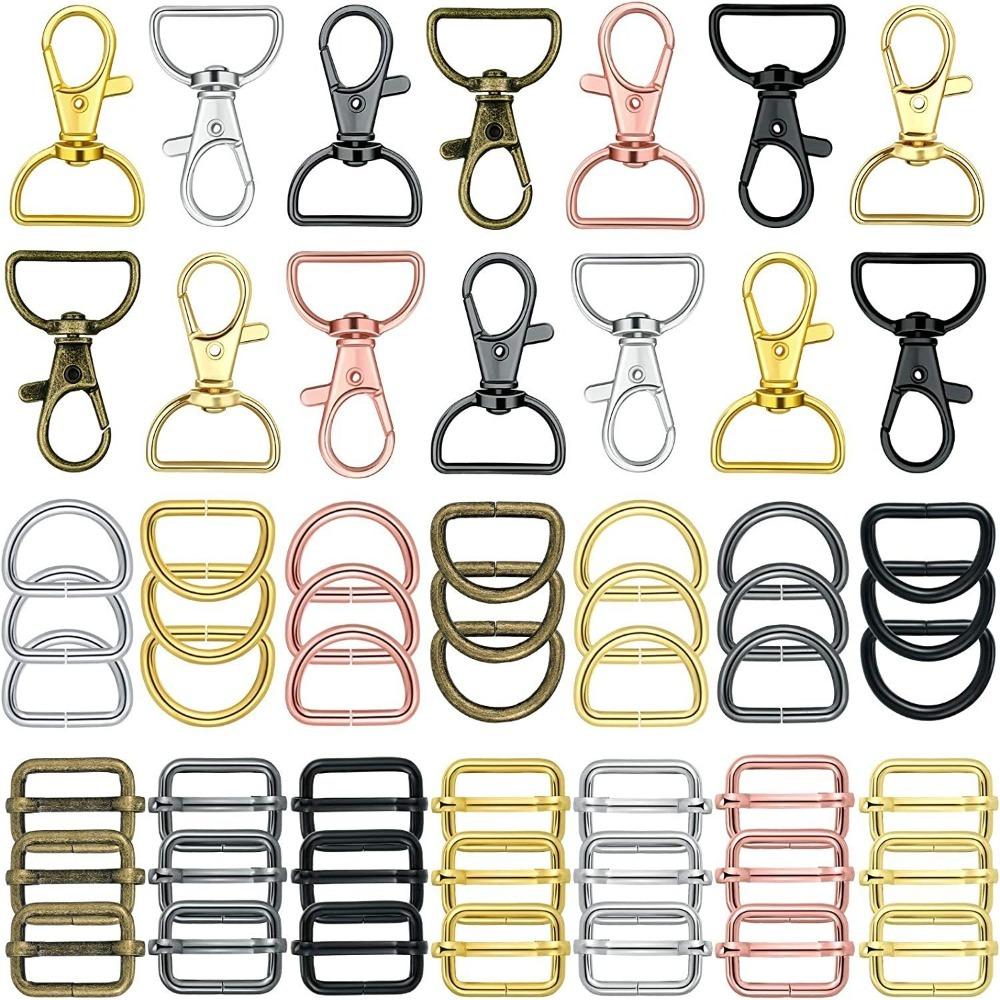 56Pcs Metal Buckles Lobster Claw Clasp Swivel Clasp Keychain Clip Hook  Strap Making