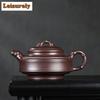 430ml Yixing Purple Clay Teapot Handmade Double Line Bamboo Drum Pot Raw Ore Purple Mud Tea Maker Kettle With Strainer Zisha Tea