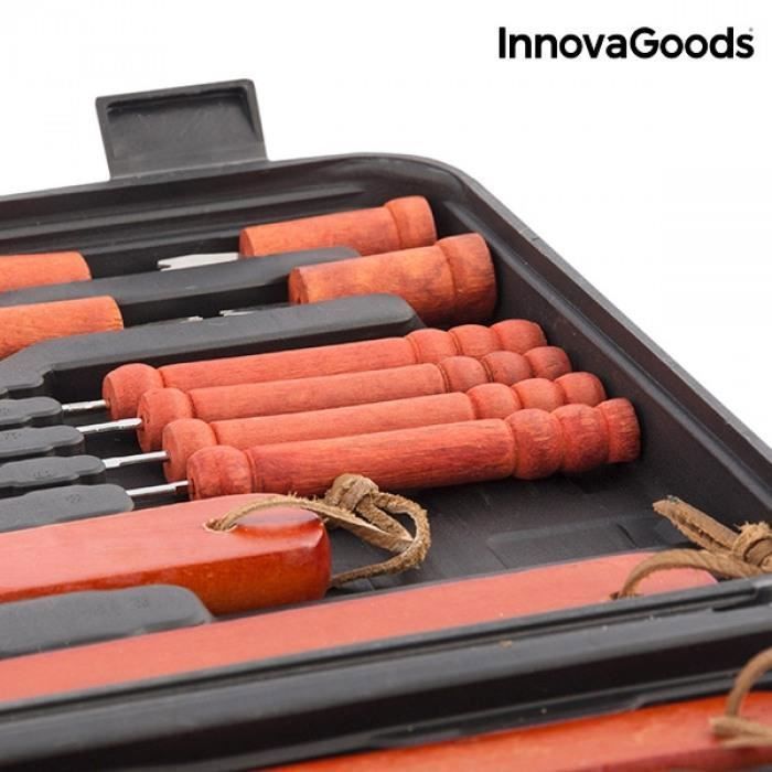 Kit Barbecue PRO de 18 accesoire BBQ en acier inoxydable avec Mallette de rangement et Transport – Set et Accessoires barbecue