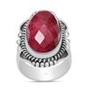 Natural Ruby Gemstone 925 Sterling Silver Trio Shank Beaded Ring For Women & Girls