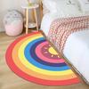 Nordic Ins Style Bedroom Carpet, Living Room Semi-round Floor Mat Children's Room Rainbow Bedside Blanket Home Decoration