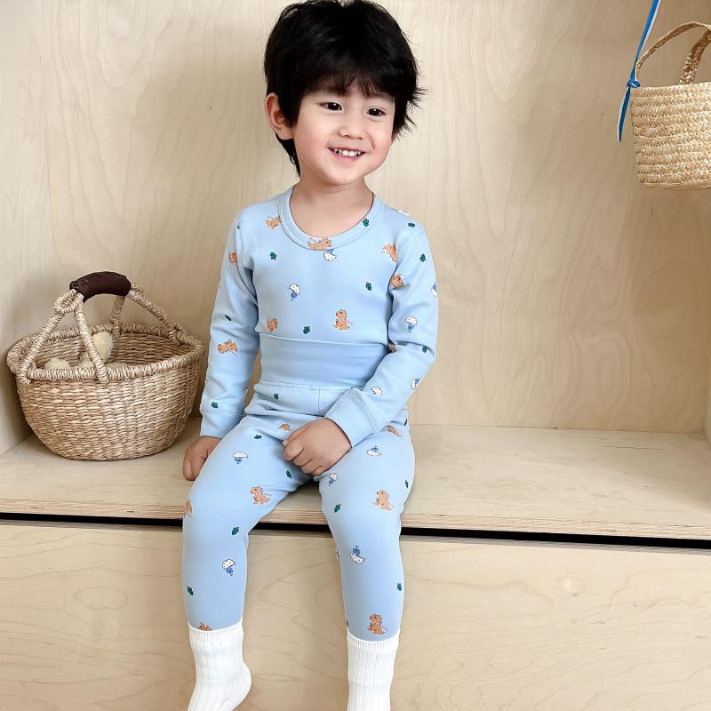 25 Стилей Детский Хлопковый Комплект Нижнего Белья с Завышенной Талией для Мальчиков и Девочек - Защита Животика, Бесшовный, Теплая Осенне-Зимняя Домашняя Одежда