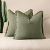 Однотонная стираная хлопковая декоративная подушка с кисточками, чехол для подушки