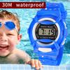 Children Waterproof Electronic Watches Led Digital Sport Watches Round Dial Silicone Strap Wristwatches Boys Girls Gift
