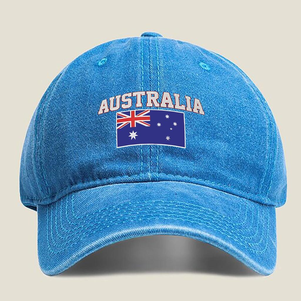 Australia Flag and Text Washed Baseball Cap