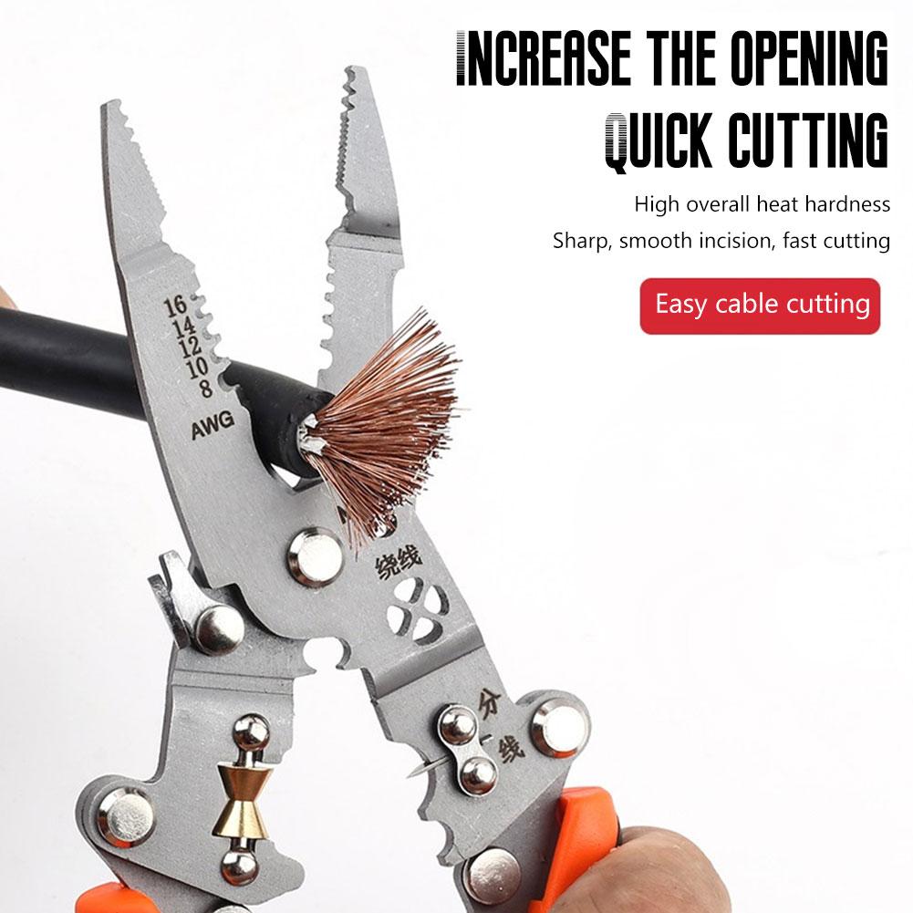 12 в 1 многофункциональный инструмент для зачистки проводов обжимной инструмент для зачистки кабеля складные улучшенные плоскогубцы, Electri X5Q3