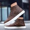 Fashion Casual Men's Leather Shoes Quality High Top Brown Shoes Men Comfort Skateboard Sneakers Men Moccasins Chaussure Hommes