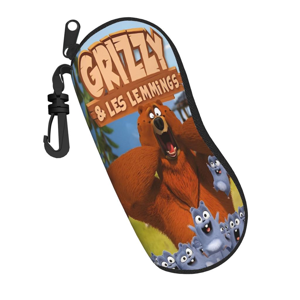 Kawaii Grizzy and The Lemmings Cartoon Glasses Case Lightweight Box Eyewear Storage Box Anti-Pressure Eyewear Container