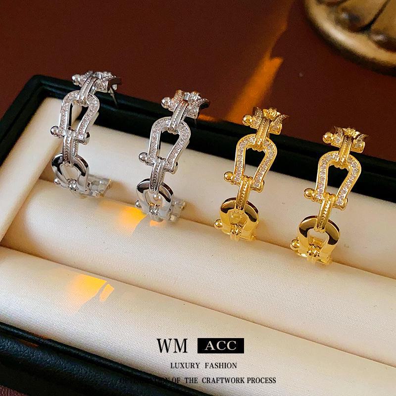 Позолоченные серебряные серьги с пряжкой в форме подковы - Элегантная роскошная мода для женщин