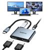 USB C на двойной HDMI адаптер 4K@30Hz, KOZYC USB C хаб, многопортовый адаптер с 2x HDMI, USB 3.0, 100W PD, поддержка HDMI-разветвителя, расширенного дисплея