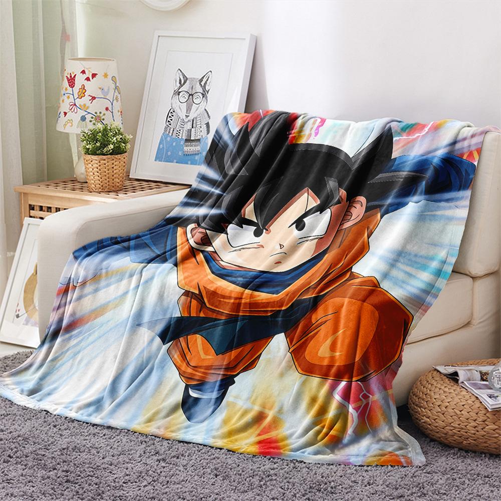 Son Goku and Son Goten Print Flannel Blanket, High quality Comfortable for All Seasons, Home Decor, Warmth and Comfort