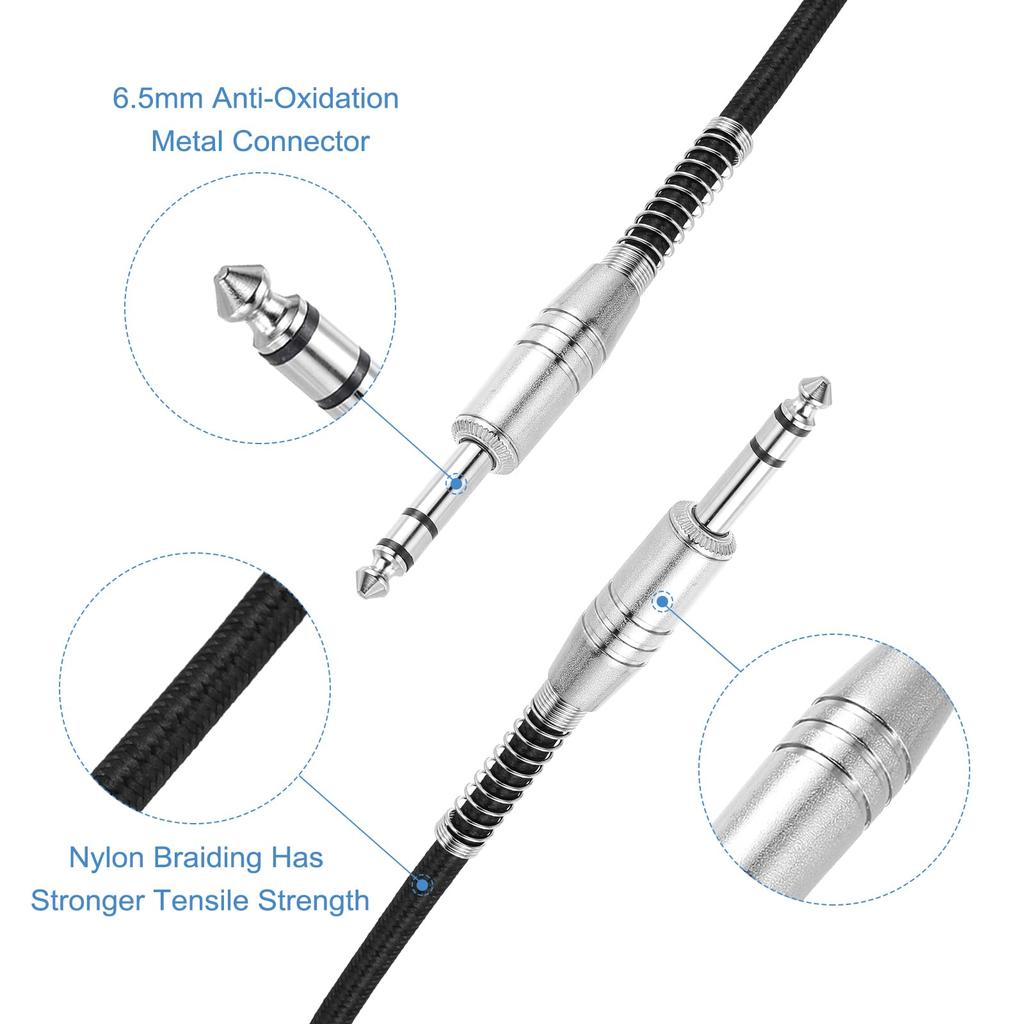 Uxcell Guitar Instrument Cable, 20 Feet 14" To 14" Straight Electric Guitar Jack Cable Wire for Guitar and Bass, Black