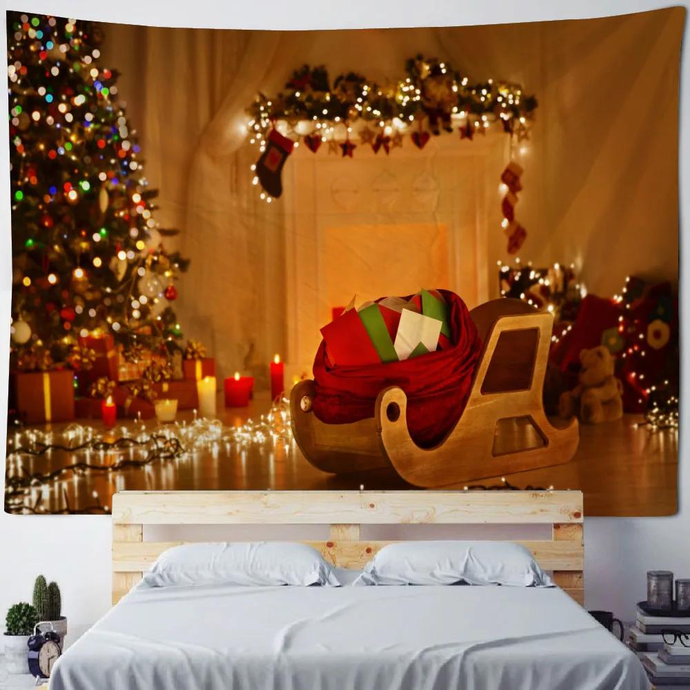 Decoration Tapestry Room Kitchen Wall Decoration Christmas Tree Christmas Gift Fireplace Home