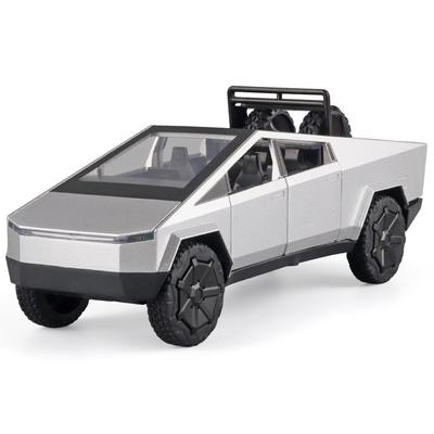 Игрушка-пикап Tesla в масштабе 1/28, игрушка-машинка из сплава, литая металлическая модель, имитация звука и света, инерционная, детская игрушка, модное украшение для витрины, кибер